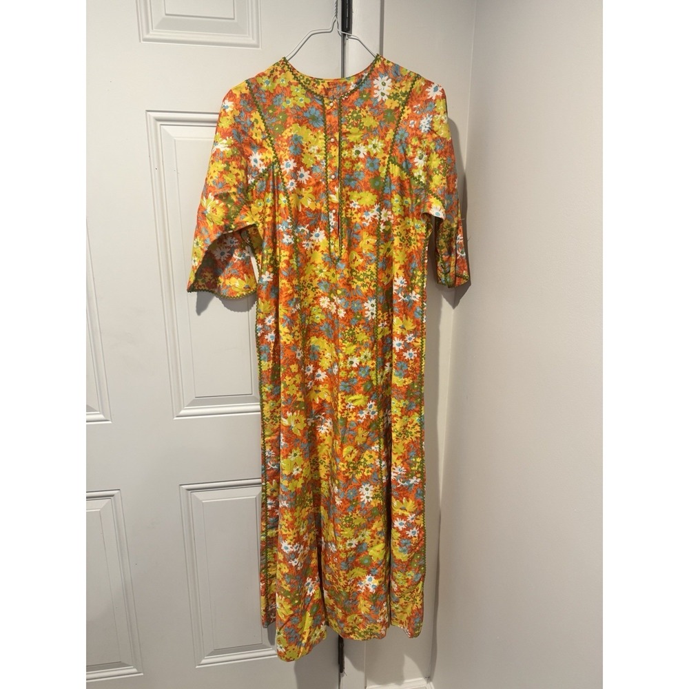 Vintage Bete Collection Honolulu Women's Muumuu Dress Floral Groovy Hippie M